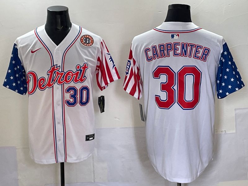 Men Detroit Tigers #30 Carpenter White National Flags 2025 Nike MLB Jersey style 2->detroit tigers->MLB Jersey